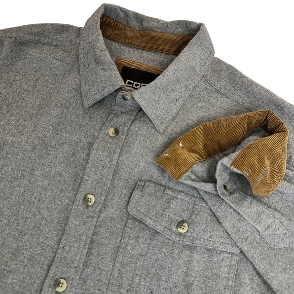 CQR‎ Mens Gray Long Sleeve Button Down Shirt Corduroy Trim Large - Picture 1 of 9